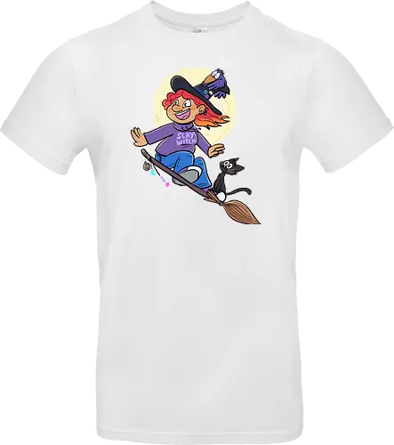 Hexe auf Besen (ohne Background)