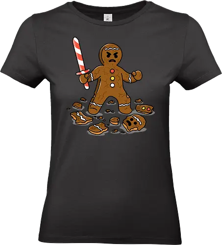 The Final Crumb  - the final crumb, gingerbread man, gingerbread, gingerbread cookie, cookie battle, vintage Christmas, retro Christmas, Christmas humor, funny Christmas, winter season - Standard T-Shirt (Women)