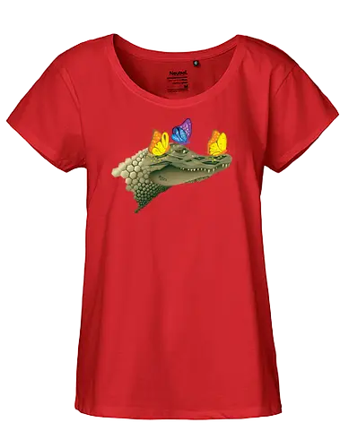 Ferocious & Fabulous - Kaiman, Krokodil, Alligator, Schmetterlinge, Wildtiere, Natur, Ferocious, Fabulous, lustig, Tiere - Fairtrade Girl Shirt