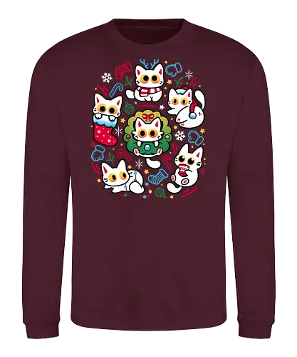 Cats Gone Christmas - white cats, cat lover, christmas, colorful, cozy, cute animals, festive, funny, holiday, kawaii, kittens, kitties, merry xmas, silly, winter season - Sweatshirt