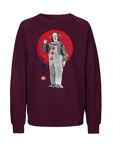 Classic dancing clown sumi e - Clown, terror movies, retro, halloween, it, clowns, japanese art - Fairtrade Sweatshirt