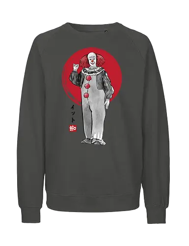 Classic dancing clown sumi e - Clown, terror movies, retro, halloween, it, clowns, japanese art - Fairtrade Sweatshirt
