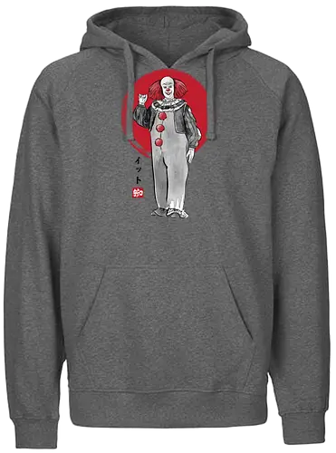 Classic dancing clown sumi e - Clown, terror movies, retro, halloween, it, clowns, japanese art - Fairtrade Hoodie