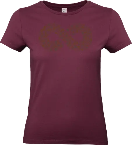 Coffee Beans Infinity Symbol - coffee beans, coffee, infinity, symbol, love, caffeine, addict, vintage, retro, brown, pattern, doodle, lemniscate, math, xmorfina - Standard T-Shirt (Women)