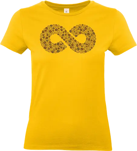 Coffee Beans Infinity Symbol - coffee beans, coffee, infinity, symbol, love, caffeine, addict, vintage, retro, brown, pattern, doodle, lemniscate, math, xmorfina - Standard T-Shirt (Women)