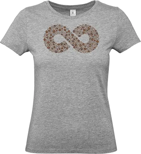 Coffee Beans Infinity Symbol - coffee beans, coffee, infinity, symbol, love, caffeine, addict, vintage, retro, brown, pattern, doodle, lemniscate, math, xmorfina - Standard T-Shirt (Women)