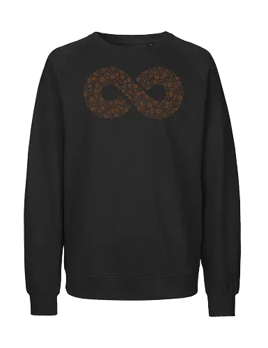 Coffee Beans Infinity Symbol - coffee beans, coffee, infinity, symbol, love, caffeine, addict, vintage, retro, brown, pattern, doodle, lemniscate, math, xmorfina - Fairtrade Sweatshirt