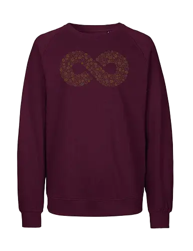 Coffee Beans Infinity Symbol - coffee beans, coffee, infinity, symbol, love, caffeine, addict, vintage, retro, brown, pattern, doodle, lemniscate, math, xmorfina - Fairtrade Sweatshirt