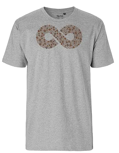 Coffee Beans Infinity Symbol - coffee beans, coffee, infinity, symbol, love, caffeine, addict, vintage, retro, brown, pattern, doodle, lemniscate, math, xmorfina - Fairtrade T-Shirt
