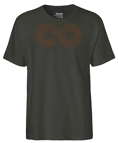 Coffee Beans Infinity Symbol - coffee beans, coffee, infinity, symbol, love, caffeine, addict, vintage, retro, brown, pattern, doodle, lemniscate, math, xmorfina - Fairtrade T-Shirt
