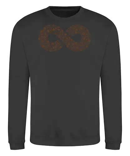 Coffee Beans Infinity Symbol - coffee beans, coffee, infinity, symbol, love, caffeine, addict, vintage, retro, brown, pattern, doodle, lemniscate, math, xmorfina - Sweatshirt