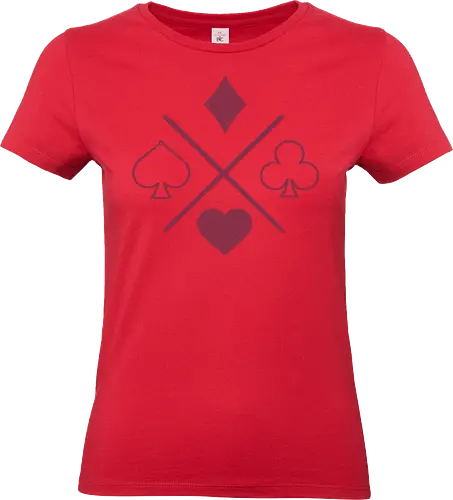 Playing Card Suits - playing cards, suits, diamonds, clubs, hearts, spades, icon, symbol, card game, magic tricks, poker, blackjack, bridge, euchre, xmorfina - Standard T-Shirt (Women)
