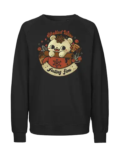 Cute Mulled Wine - mulled wine, gluhwein, spiced wine, drink, christmas, cat, cinnamon, star anise, berry, orange, kawaii, cute, mochi, xmas, xmorfina - Fairtrade Sweatshirt
