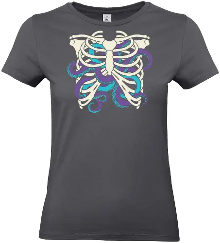 Heart of Tentacles - Octopus ribs, tentacle heart, surreal art, anatomical, weird art, gothic, marine biology, Cthulhu, unique graphic, t-shirt design, art print, macabre, deep sea, purple and teal, unconventional - Standard T-Shirt (Women)