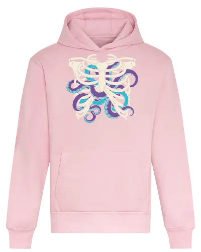 Heart of Tentacles - Octopus ribs, tentacle heart, surreal art, anatomical, weird art, gothic, marine biology, Cthulhu, unique graphic, t-shirt design, art print, macabre, deep sea, purple and teal, unconventional - Heavyweight Hoodie