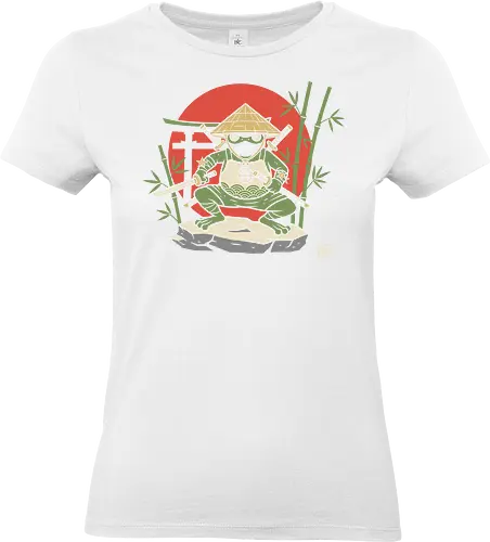  Ronin Frog Warrior - Ninja frog, samurai frog, ronin, frog warrior, Japanese art, torii gate, Hinomaru, katana, fantasy art, t-shirt design, art print, cool frog, gecko, unique graphic, traditional Japan, shinobi - Standard T-Shirt (Women)