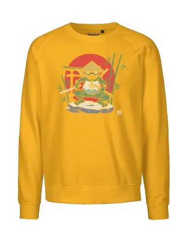  Ronin Frog Warrior - Ninja frog, samurai frog, ronin, frog warrior, Japanese art, torii gate, Hinomaru, katana, fantasy art, t-shirt design, art print, cool frog, gecko, unique graphic, traditional Japan, shinobi - Fairtrade Sweatshirt