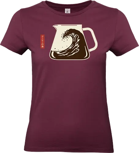  The Great Wave Off Coffee - Coffee Wave, Great Wave parody, Hokusai, coffee art, minimalist, Japanese art, coffee lover, caffeine, unique graphic, t-shirt design, art print, cultural mashup, foodie, retro coffee, The Great Wave off Kanagawa - Standard T-Shirt (Women)
