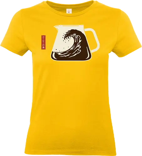  The Great Wave Off Coffee - Coffee Wave, Great Wave parody, Hokusai, coffee art, minimalist, Japanese art, coffee lover, caffeine, unique graphic, t-shirt design, art print, cultural mashup, foodie, retro coffee, The Great Wave off Kanagawa - Standard T-Shirt (Women)