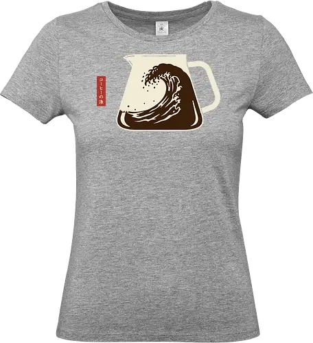  The Great Wave Off Coffee - Coffee Wave, Great Wave parody, Hokusai, coffee art, minimalist, Japanese art, coffee lover, caffeine, unique graphic, t-shirt design, art print, cultural mashup, foodie, retro coffee, The Great Wave off Kanagawa - Standard T-Shirt (Women)