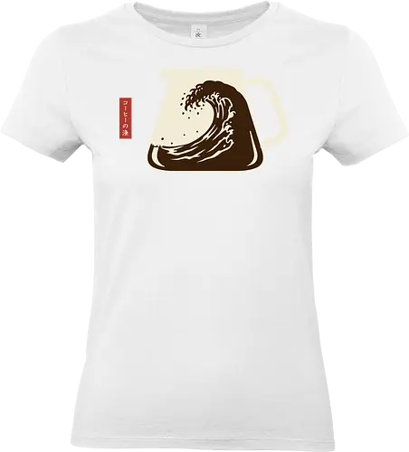  The Great Wave Off Coffee - Coffee Wave, Great Wave parody, Hokusai, coffee art, minimalist, Japanese art, coffee lover, caffeine, unique graphic, t-shirt design, art print, cultural mashup, foodie, retro coffee, The Great Wave off Kanagawa - Standard T-Shirt (Women)