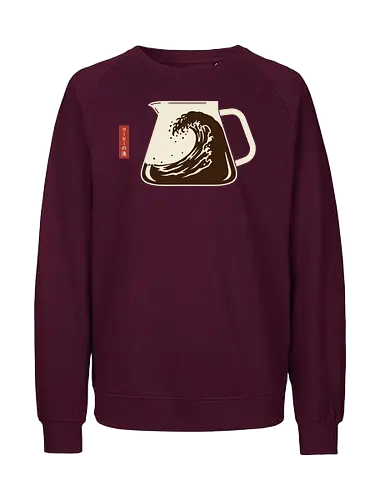  The Great Wave Off Coffee - Coffee Wave, Great Wave parody, Hokusai, coffee art, minimalist, Japanese art, coffee lover, caffeine, unique graphic, t-shirt design, art print, cultural mashup, foodie, retro coffee, The Great Wave off Kanagawa - Fairtrade Sweatshirt