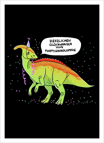 Partysaurolphus mit Sprechblase