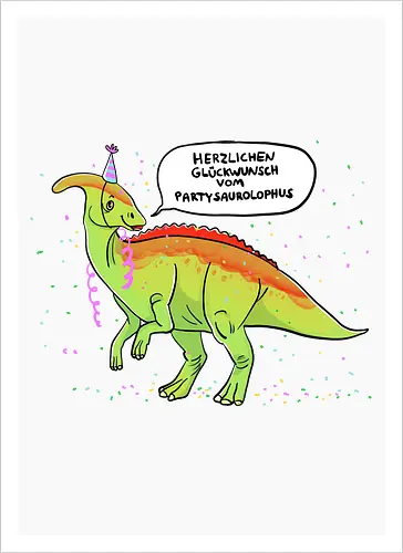 Partysaurolphus mit Sprechblase