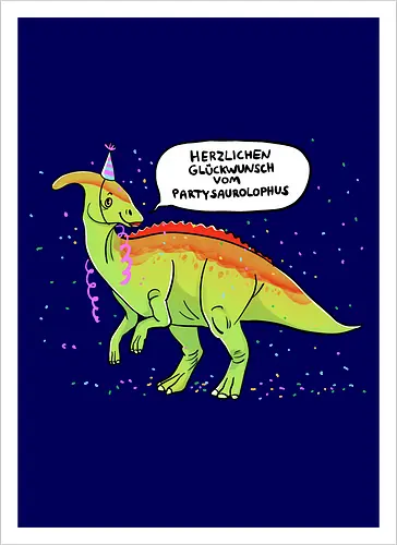 Partysaurolphus mit Sprechblase