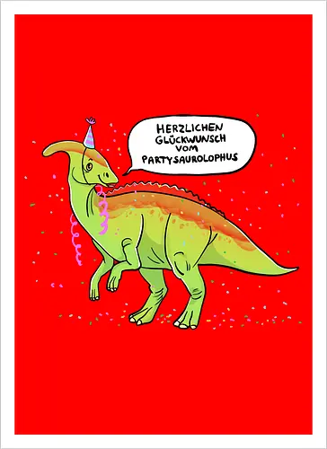 Partysaurolphus mit Sprechblase