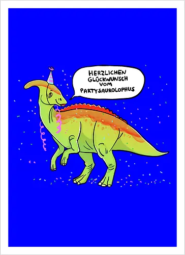 Partysaurolphus mit Sprechblase