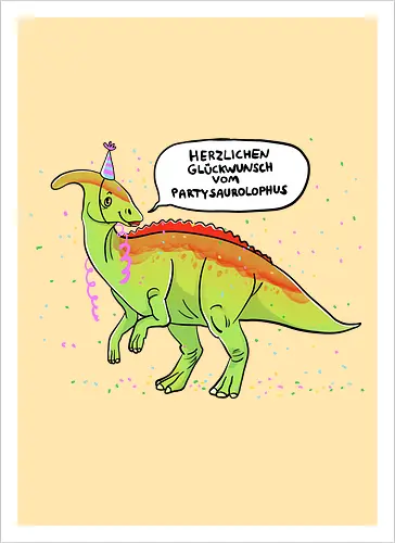 Partysaurolphus mit Sprechblase