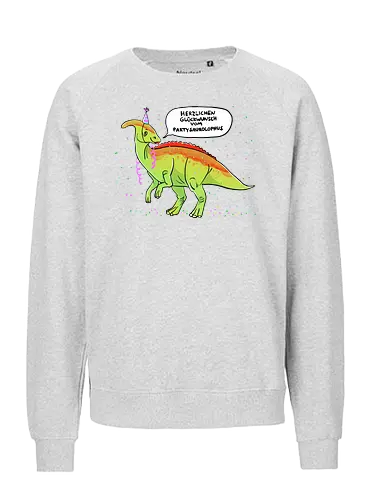 Partysaurolphus mit Sprechblase - Comic, Dino, Parasaurolophus, Party - Fairtrade Sweatshirt