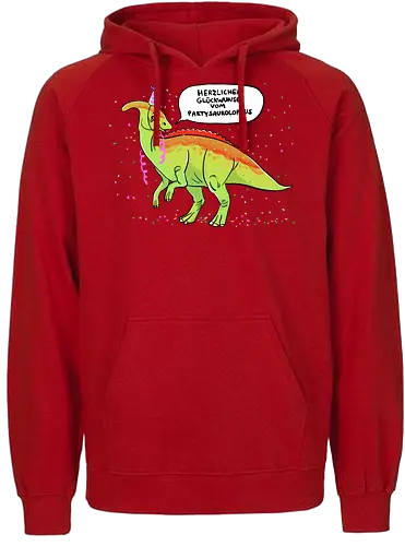 Partysaurolphus mit Sprechblase - Comic, Dino, Parasaurolophus, Party - Fairtrade Hoodie