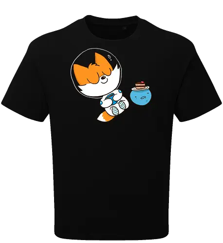 Pause vom Weltalltag (ohne Background) - Comic, Fuchs, Space, Weltraum, Pause - Oversize T-Shirt