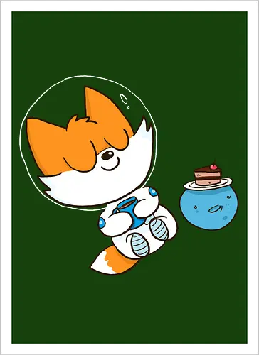 Pause vom Weltalltag (ohne Background) - Comic, Fuchs, Space, Weltraum, Pause - Artprint