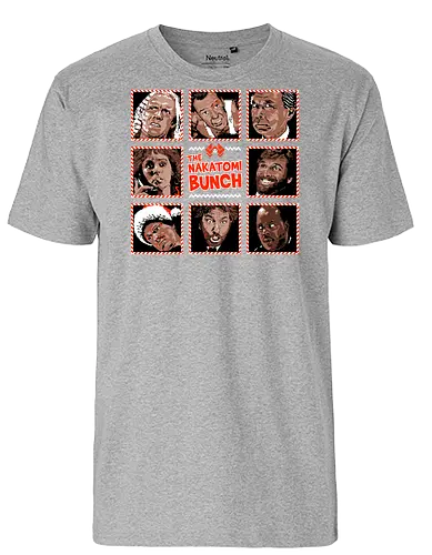 The Nakatomi Bunch - Die hard, Nakatomi plaza, 1988, ugly Christmas sweater, John mcClane, bruce willis, Christmas movies, Nakatomi, yippee ki yay, Christmas party, xmas - Fairtrade T-Shirt
