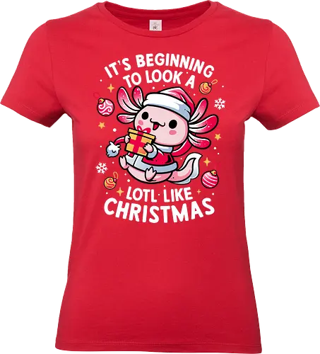 Axolotl Sweet Christmas - axolotl, adorable, animal lover, cozy, cute christmas, festive, funny, gift, salamander, happy holidays, kawaii, merry xmas, pun, santa, winter season - Standard T-Shirt (Women)