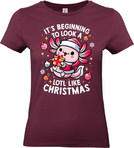 Axolotl Sweet Christmas - axolotl, adorable, animal lover, cozy, cute christmas, festive, funny, gift, salamander, happy holidays, kawaii, merry xmas, pun, santa, winter season - Standard T-Shirt (Women)