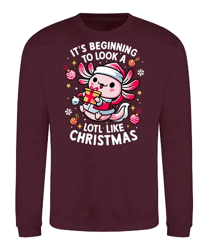 Axolotl Sweet Christmas - axolotl, adorable, animal lover, cozy, cute christmas, festive, funny, gift, salamander, happy holidays, kawaii, merry xmas, pun, santa, winter season - Sweatshirt