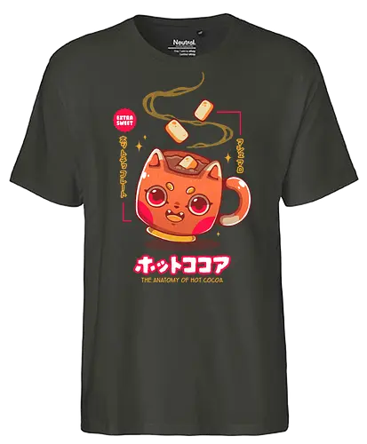 HOT COCOA - cocoa, chocolat, chocolate, hot cocoa, cute, kawaii, marshmallows - Fairtrade T-Shirt