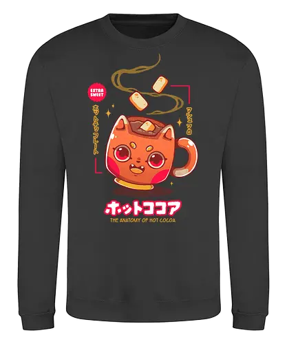 HOT COCOA - cocoa, chocolat, chocolate, hot cocoa, cute, kawaii, marshmallows - Sweatshirt