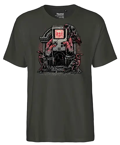 Here Lies the Gamer - Gamer, gaming, video games, nostalgia, nostalgic, retro, classic - Fairtrade T-Shirt