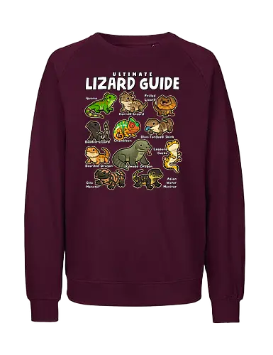 Ultimate Lizard Guide - lizard, animal, chameleon, dragon, gecko, guide, herpetology, iguana, kawaii, lizards, pet, pets, reptile, reptiles, wildlife - Fairtrade Sweatshirt