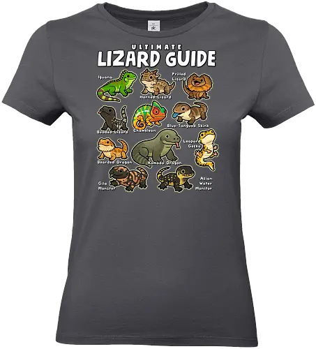 Ultimate Lizard Guide - lizard, animal, chameleon, dragon, gecko, guide, herpetology, iguana, kawaii, lizards, pet, pets, reptile, reptiles, wildlife - Standard T-Shirt (Women)