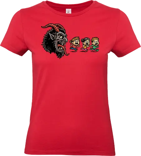 Kramp-Man - kampus, christmas, demon, folklore, gaming, german, horror, krampusnacht, merry christmas, mythology, pac man, Retrogaming, scary, spooky, xmas - Standard T-Shirt (Women)