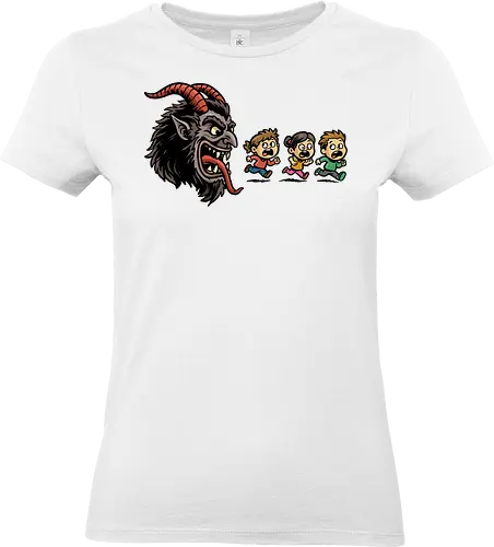 Kramp-Man - kampus, christmas, demon, folklore, gaming, german, horror, krampusnacht, merry christmas, mythology, pac man, Retrogaming, scary, spooky, xmas - Standard T-Shirt (Women)