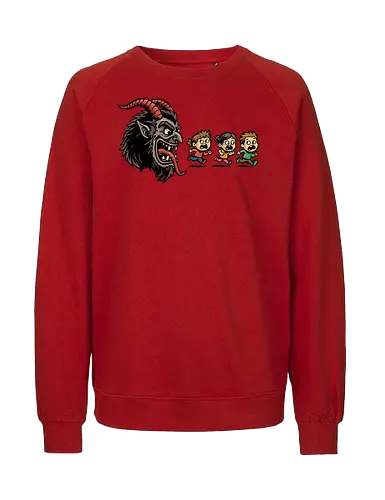 Kramp-Man - kampus, christmas, demon, folklore, gaming, german, horror, krampusnacht, merry christmas, mythology, pac man, Retrogaming, scary, spooky, xmas - Fairtrade Sweatshirt