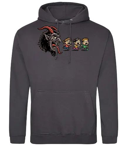 Kramp-Man - kampus, christmas, demon, folklore, gaming, german, horror, krampusnacht, merry christmas, mythology, pac man, Retrogaming, scary, spooky, xmas - Standard Hoodie