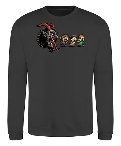 Kramp-Man - kampus, christmas, demon, folklore, gaming, german, horror, krampusnacht, merry christmas, mythology, pac man, Retrogaming, scary, spooky, xmas - Sweatshirt